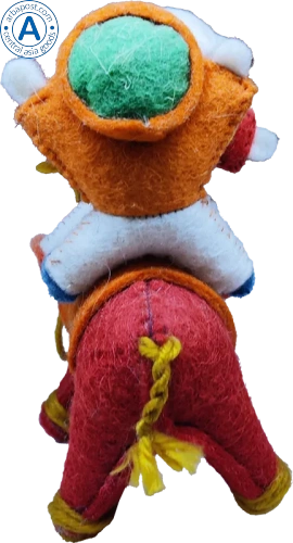 Zhibek Zholy donkey with humans made of felt, orange photo 4 Zhibek Zholy donkey with humans made of felt, orange photo 4