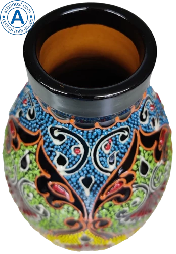 Altyn Adam jug made of ceramic, red-blue-yellow photo 2 Altyn Adam jug made of ceramic, red-blue-yellow photo 2