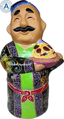 Altyn Adam man with tray made of clay, black Altyn Adam man with tray made of clay, black