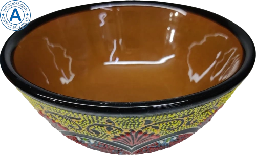 Altyn Adam bowl made of ceramic, round, yellow-black-red photo 2 Altyn Adam bowl made of ceramic, round, yellow-black-red photo 2