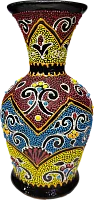 Altyn Adam jug made of ceramic, red-yellow-blue