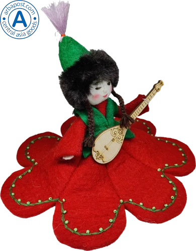 Altyn Adam doll, girl with dombra, red photo 2 Altyn Adam doll, girl with dombra, red photo 2