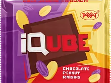 Rakhat chocolate bar, iQube, peanuts and raisins, 70 g