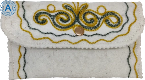 Altyn Adam wallet made of felt, white