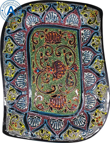 Altyn Adam plate made of ceramic, rectangular, blue-green Altyn Adam plate made of ceramic, rectangular, blue-green