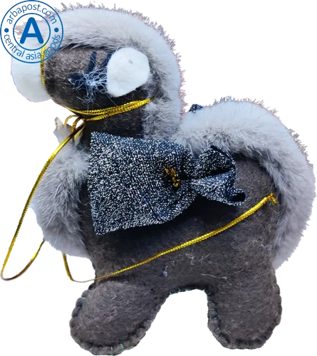 Zhibek Zholy donkey made of felt, brown with black bag photo 2
